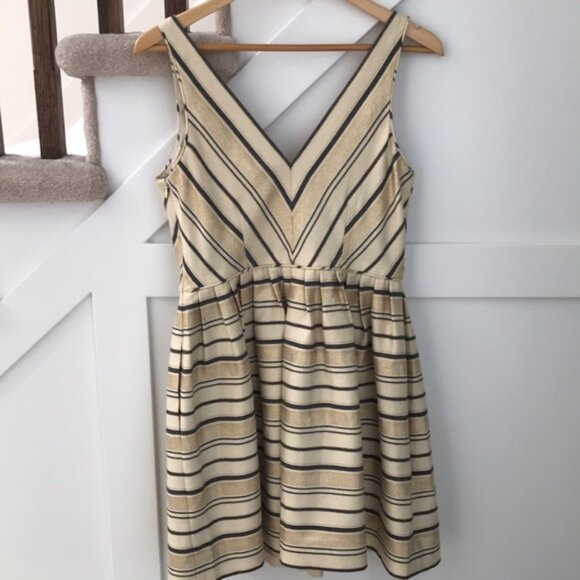 NWT J Crew Gold Striped Mini Cocktail Dress Size 8 - Picture 4 of 9